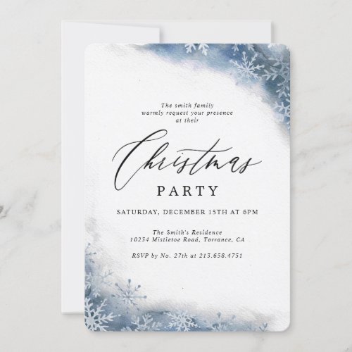 Rustic Snowflake Christmas Party  Holiday Party Invitation