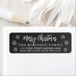 Rustic Snowflake Christmas Return Address Label<br><div class="desc">Rustic Snowflake Chalkboard Merry Christmas Script Holiday Christmas Return Address Labels. Features a „Merry Christmas” script,  snowflakes on black chalkboard or blackboard background. Great for Christmas holiday season,  easy to personalize them with your names and return address info.</div>