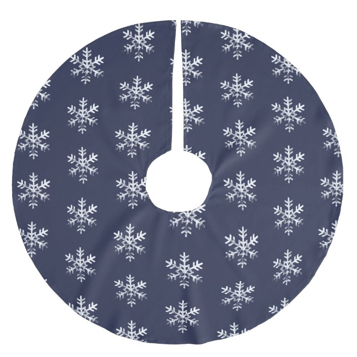 Rustic Snowflake Pattern Navy Blue | Tree Skirt | Zazzle.com