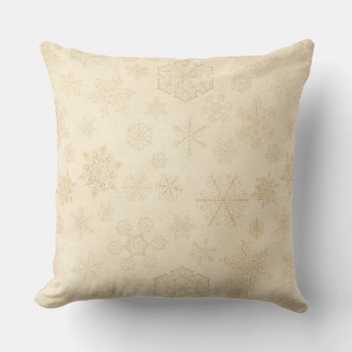 Rustic snowflake pattern vintage winter brown tan throw pillow