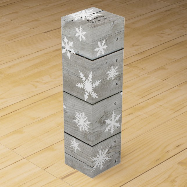 Rustic Snowflake Wine Box (Front)