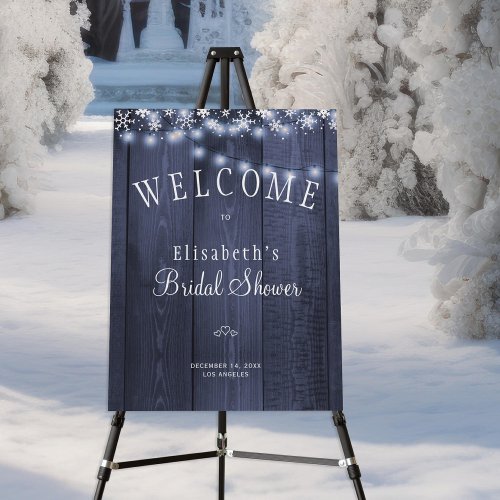 Rustic snowflake winter bridal shower welcome sign