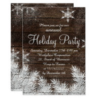 Rustic snowflake wood winter corporate holiday card