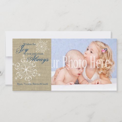 Rustic Snowflakes and Burlap Holiday Card
