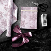 Rustic Snowflakes | Dusty Mauve Pink Wood Grain Wrapping Paper