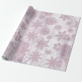 Rustic Snowflakes | Dusty Mauve Pink Wood Grain Wrapping Paper (Unrolled)