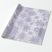 Rustic Snowflakes | Lavender Purple Grunge Wood Wrapping Paper (Unrolled)