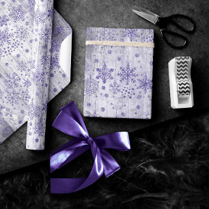 Rustic Snowflakes Lavender Purple Scandinavian Wrapping Paper