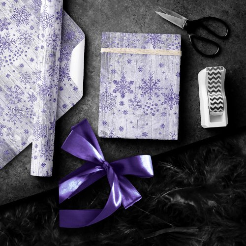 Rustic Snowflakes  Lavender Purple Scandinavian Wrapping Paper