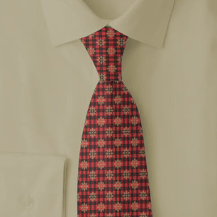 Rustic Snowflakes & Plaid Christmas Neck Tie
