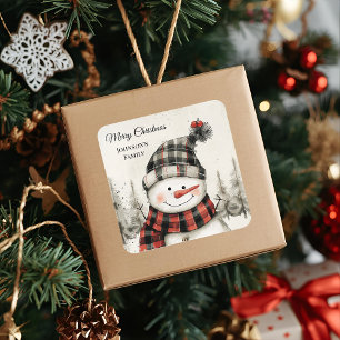 Rustic Snowman Christmas Family Sticker