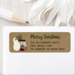 Rustic Snowman & Gingerbread  Kraft Return Address Label<br><div class="desc">A rustic,  primitive snowman with gingrbread men. Perfect for your Christmas correspondence. Will be part of a collection. Perfect for business or personal use.</div>