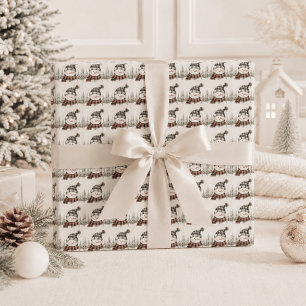 Rustic Snowman Plaid Christmas Personalized Wrapping Paper