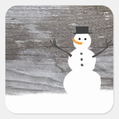 Rustic Snowman Square Sticker