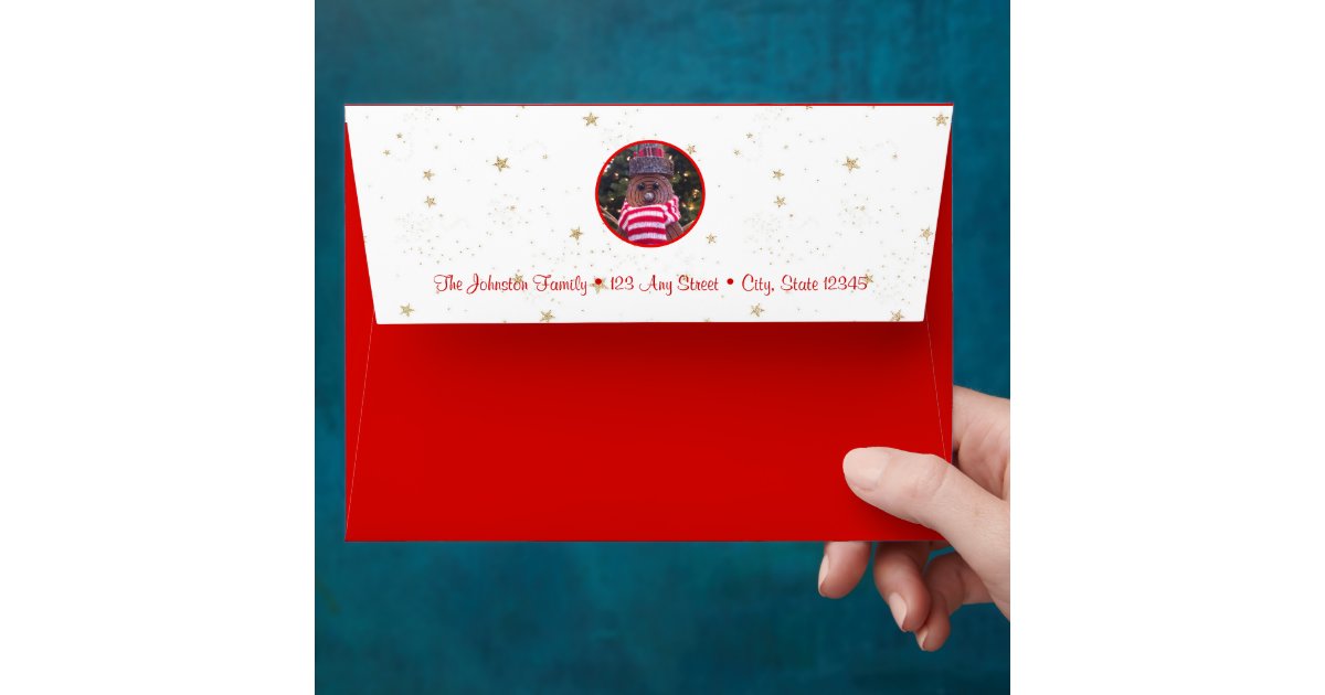 Rustic snowman tree script custom name cute red envelope | Zazzle