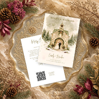 Rustic Snowy Christmas Church Couple Wedding TLW26 Save The Date