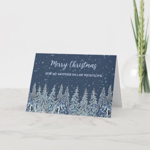 Rustic Snowy Forest Mother in Law Merry Christmas Card