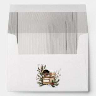 Rustic Snowy Mailbox Christmas Envelope