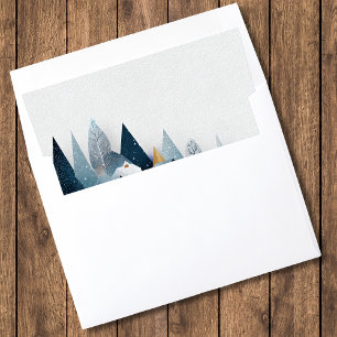 Rustic Snowy Mountain Watercolor Wedding Envelope Liner