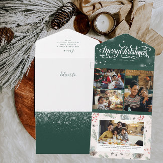 Rustic Snowy Winter | Christmas Photo Collage All In One Invitation