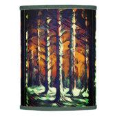 Rustic snowy winter forest tree lamp shade (Front)
