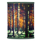 Rustic snowy winter forest tree lamp shade (Left)