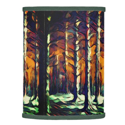 Rustic snowy winter forest tree lamp shade (Right)