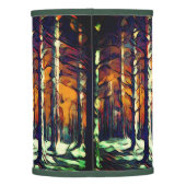 Rustic snowy winter forest tree lamp shade (Back)