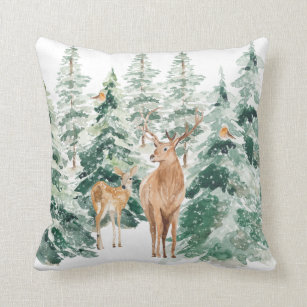 Woodland Christmas Decorative Throw Pillows Zazzle