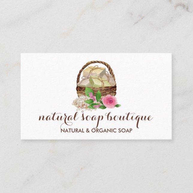 Rustic Soap Basket Floral Business Card (Front)