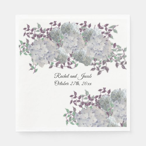 Rustic Soft Blue Hydrangea Wedding Paper Napkins
