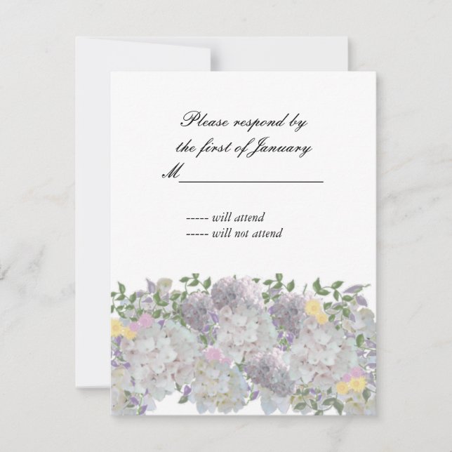 Rustic Soft Garden Flowers Reply Card (Front)