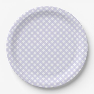 Rustic, Soft Lavender Gingham Pattern Paper Plates