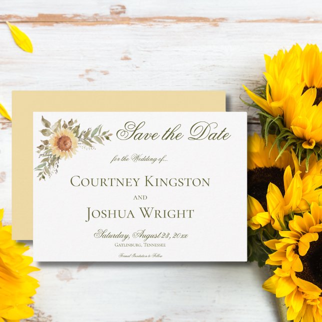 Rustic Soft Sunflowers Yellow Wedding Save The Date (Creator Uploaded)