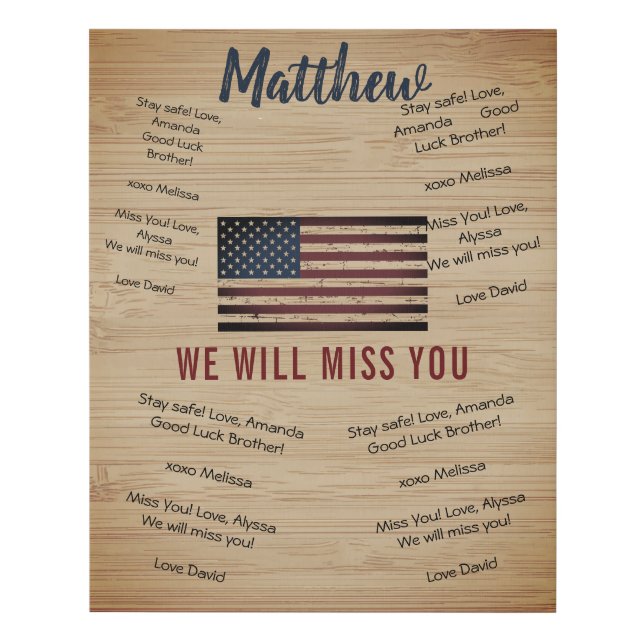 Rustic Soldier Going Away Party Guest Book Sign  (Front)