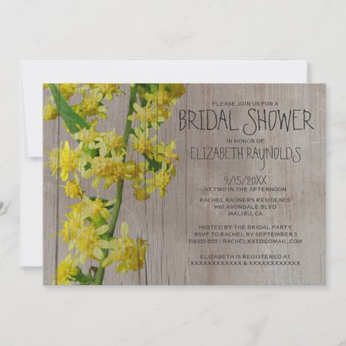 Rustic Solidago Bridal Shower Invitations