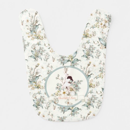 Rustic Some Bunny is One Floral Girl Cottagecore Baby Bib