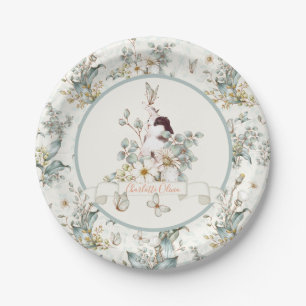 Rustic Some Bunny is One Floral Girl Cottagecore Paper Plates