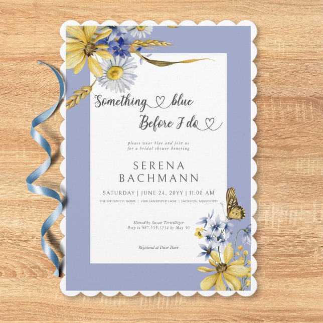 Rustic Something Blue Before I Do Bridal Shower Invitation (Rustic Something Blue Before I Do Bridal Shower Invitation)