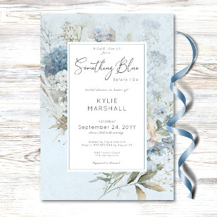 Rustic Something Blue White Floral Bridal Shower Invitation