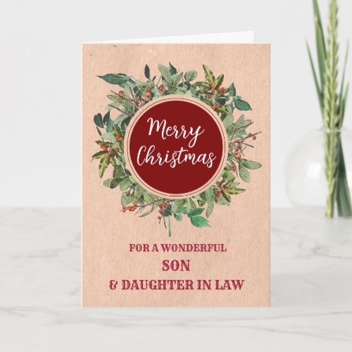 Rustic Son and Daughter in Law Merry Christmas Card