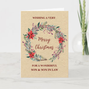 Rustic Son & Son in Law Merry Christmas Card