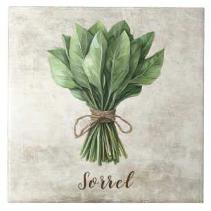 Rustic Sorrel Herb Faux Ceramic Tile