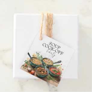 Rustic Soup Cook-Off Potluck Party Watercolor Favor Tags