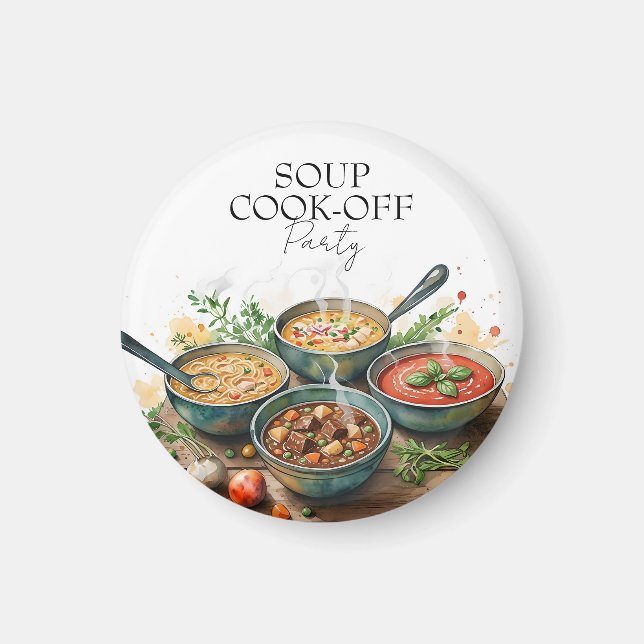 Rustic Soup Cook-Off Potluck Party Watercolor Magnet (Front)