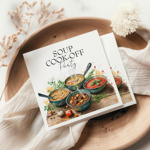 Rustic Soup Cook-Off Potluck Party Watercolor Napkins