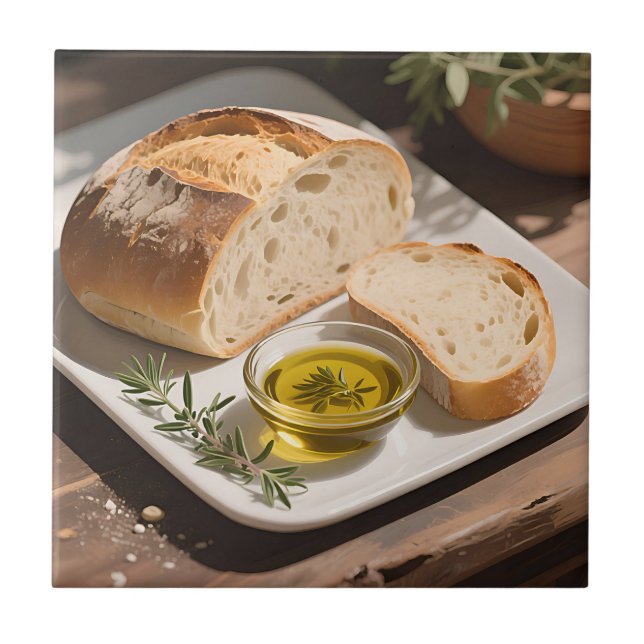 Rustic Sourdough Bread Olive Oil Ceramic Tile (Front)