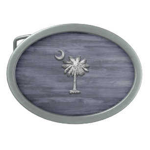 Rustic South Carolina Palmetto and Moon Belt Buckle