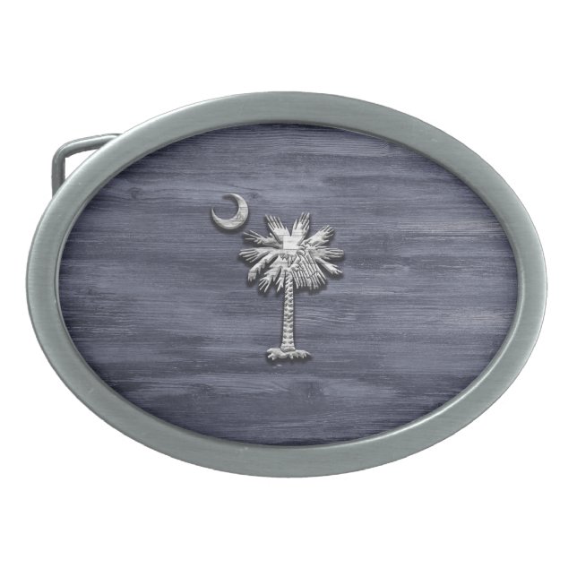 Rustic South Carolina Palmetto and Moon Belt Buckle (Front)