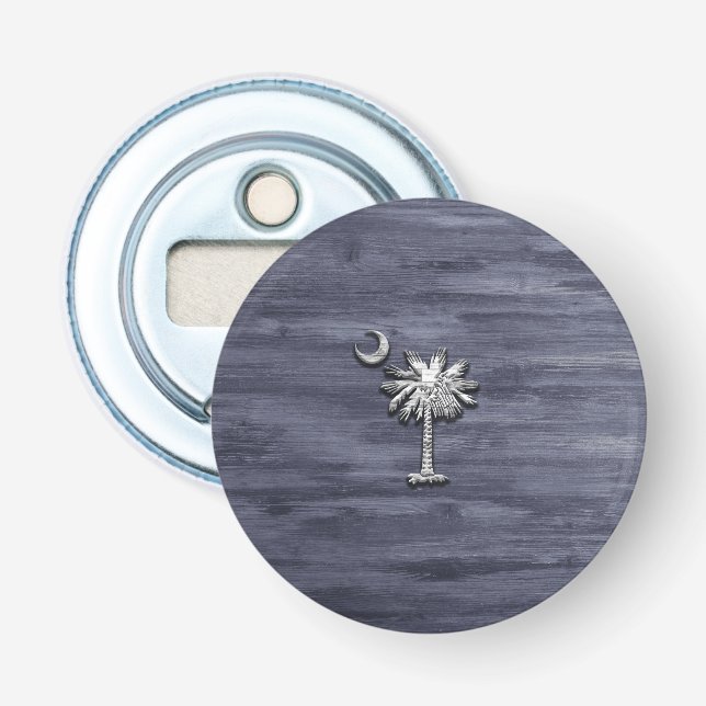 Rustic South Carolina Palmetto and Moon Bottle Opener (Front)